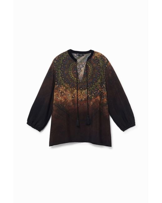 Blouse Imprimée Manches 3/4, Viscose, Noir Desigual en coloris Black