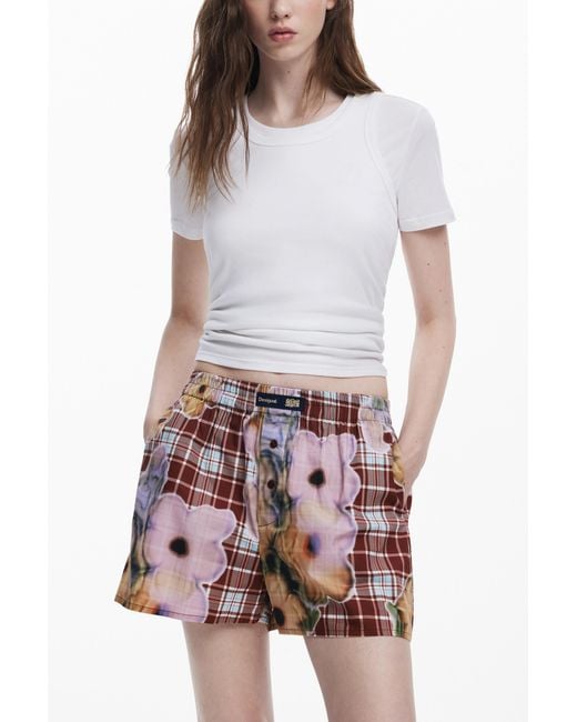 Desigual Red Collina Strada Boxer Bermuda, Cotton