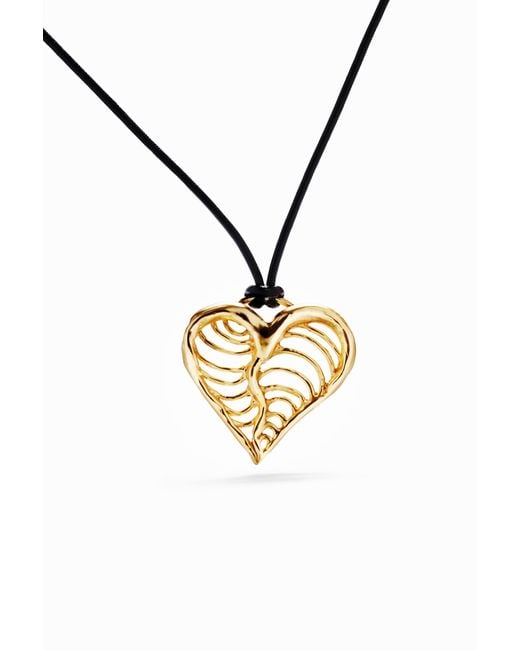 Desigual Metallic Zalio Cord-Plated Heart Pendant