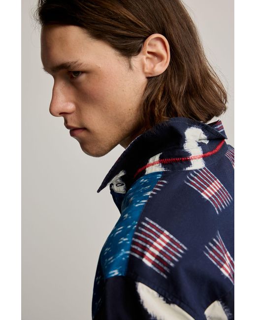 Desigual Blue Patch Printed Shirt, Cotton for men