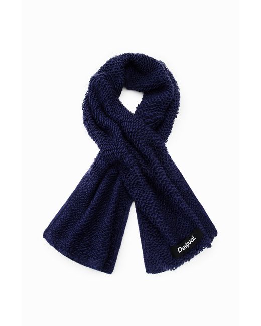 Desigual Blue Long Bouclé Scarf