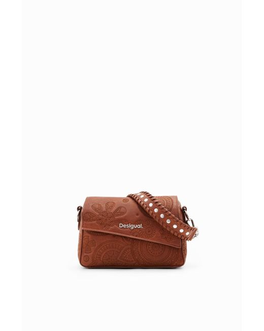 Desigual Brown Small Embroidered Bag