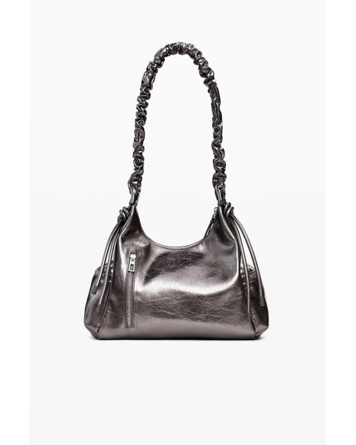 Desigual Black Metallic Medium 3D Logo Bag With Ruched Handle