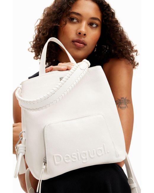 Desigual White S Multi-position Backpack