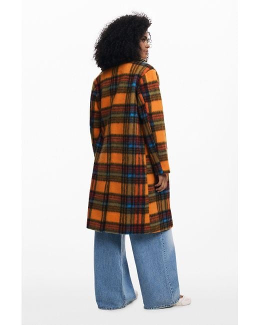 Desigual Long Checkered Coat