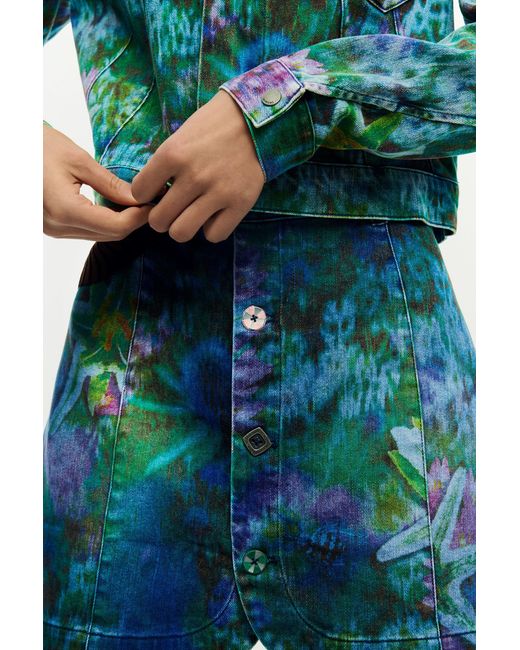 Desigual Blue Denim Skirt Garden, Cotton
