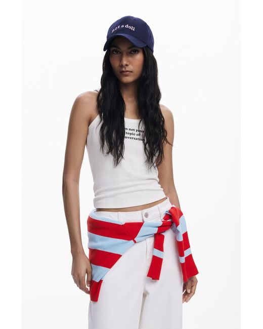 Desigual Blue Cap "Not A Doll" Cotton