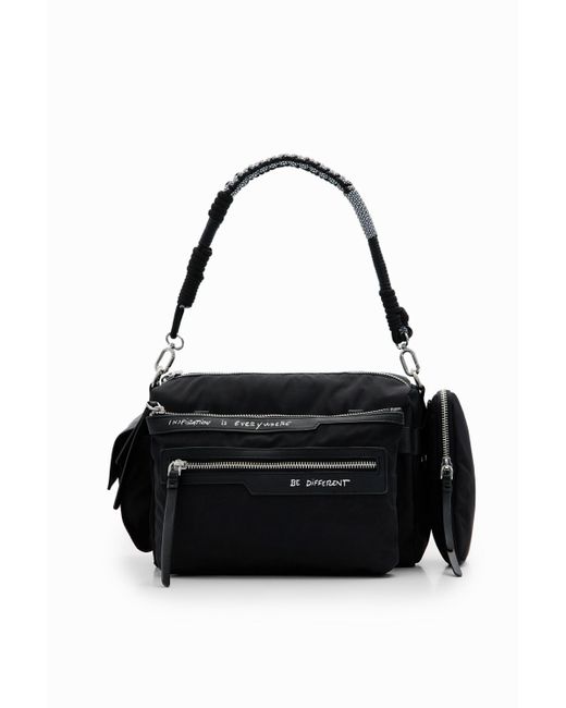 Desigual Midsize Nylon Pockets Bag in Black | Lyst