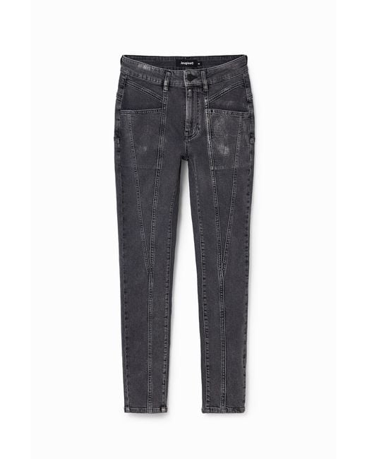 Desigual Gray Metallic Push-Up Skinny Jeans, Cotton