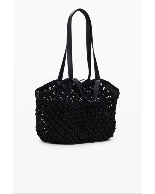 Desigual Black Large Crochet Shopper Bag