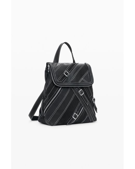 Desigual Black Small Faux Leather Backpack With Buckles