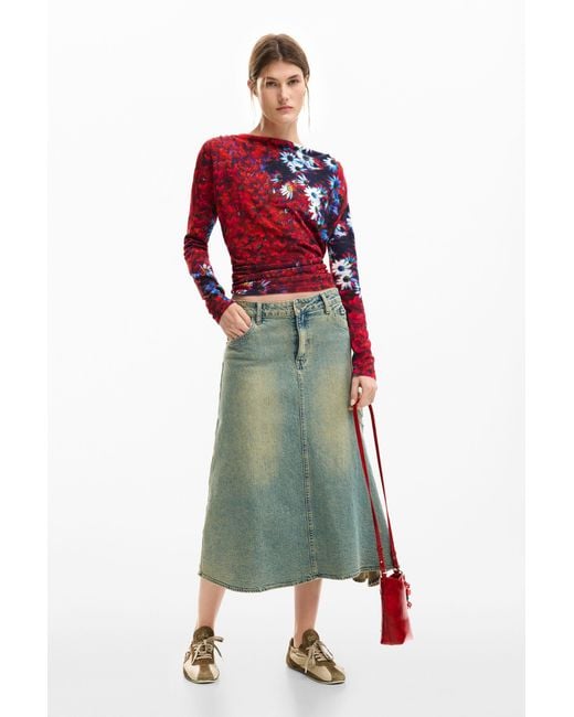 Desigual Red Thin Daisy Sweater