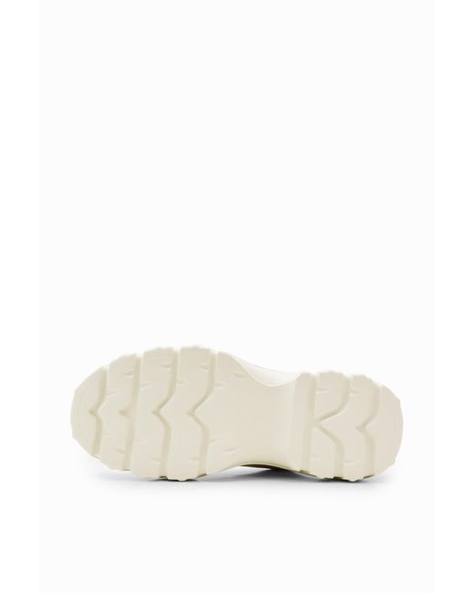 Desigual White Chunky Leather Clogs, Cow Leather