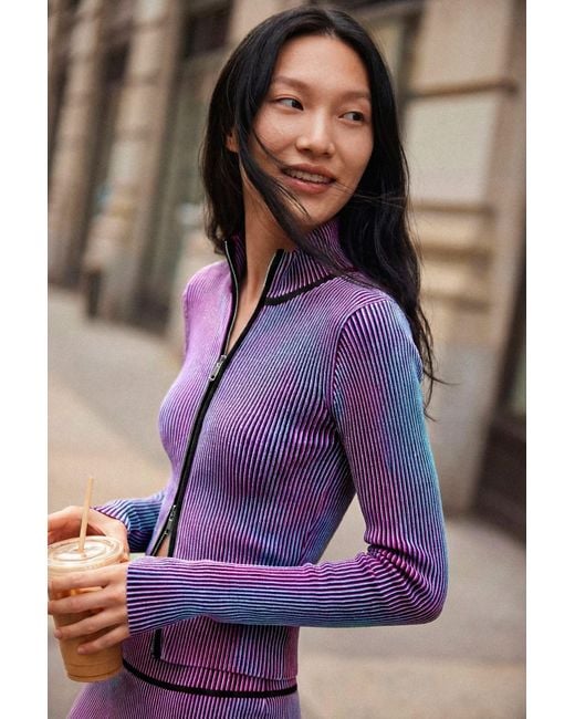 Desigual Purple Iridescent Knit Zip Jacket
