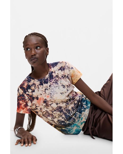 Desigual Orange Tie-Dye Print T-Shirt