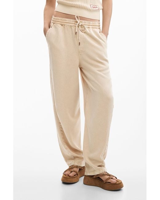 Desigual Natural Lightweight Jeans With A Worn Effect, Lyocell