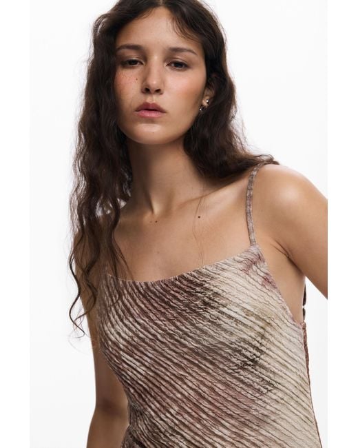 Desigual Brown Long Gradient Strap Dress