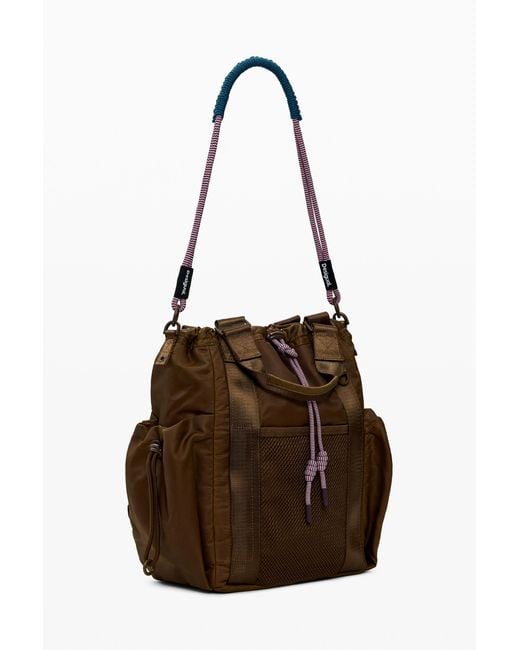 Desigual Brown Waxed Multiposition Backpack, Polyamide