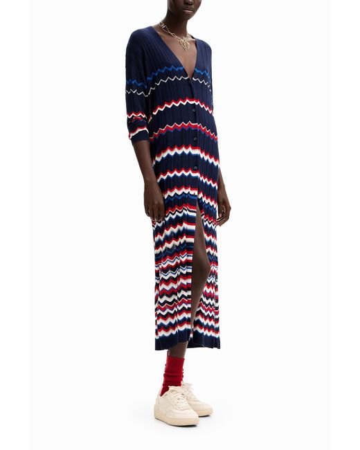 Desigual Blue Wave Midi Jacket, Viscose