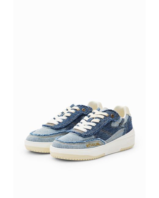Desigual Blue Retro Patchwork Denim Sneakers