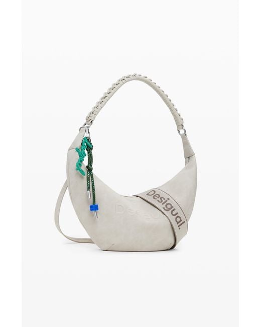 Desigual White Medium 3D Logo Crossbody Bag, Polyurethane