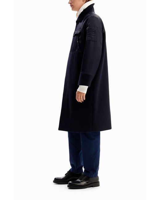 Desigual Blue Hybrid Pockets Coat for men