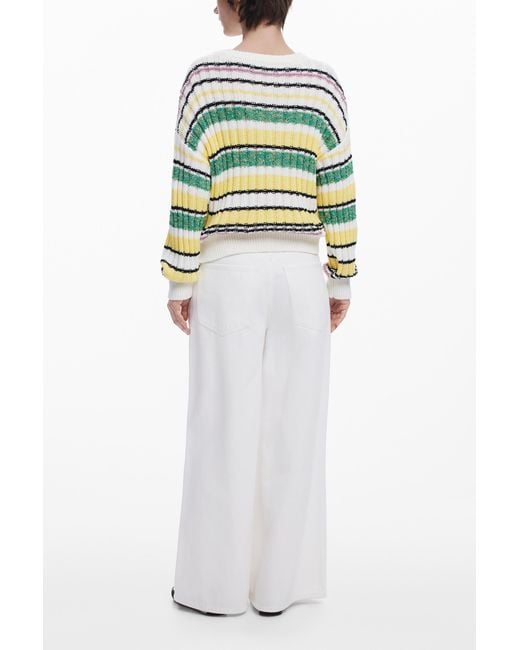 Desigual Multicolor Colorful Striped Sweater, Cotton