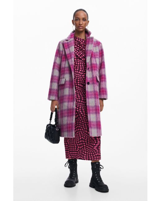 Desigual Purple Tartan Coat
