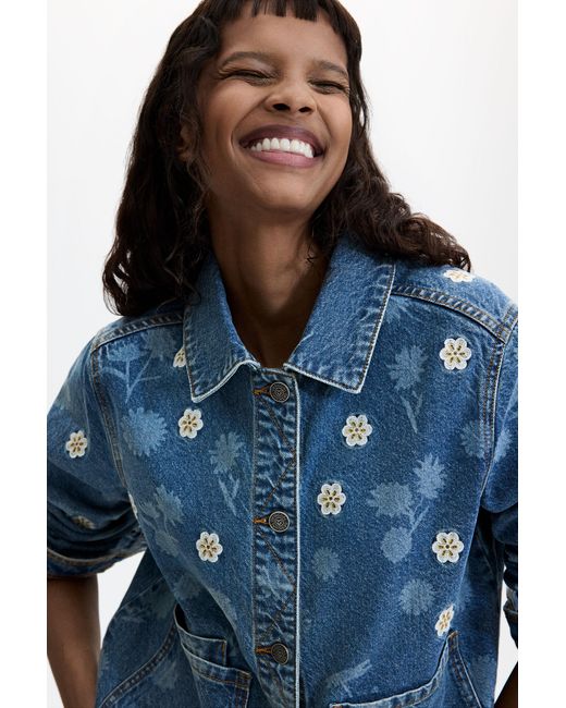 Desigual Blue Denim Jacket 100% Cotton, Cotton