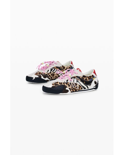 Baskets Patchwork Imprimé Animal, Femme, Cow Leather, Noir Desigual en coloris Black