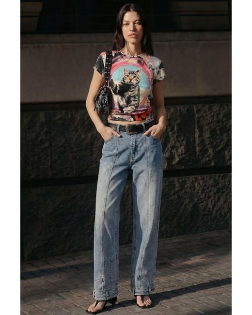 Desigual Red Printed Cat T-Shirt, Cotton