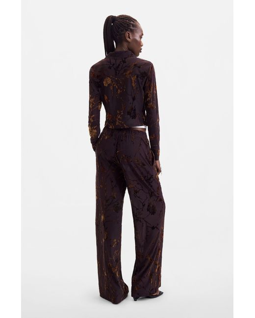 Desigual Blue Long Flocked Trousers, Polyester