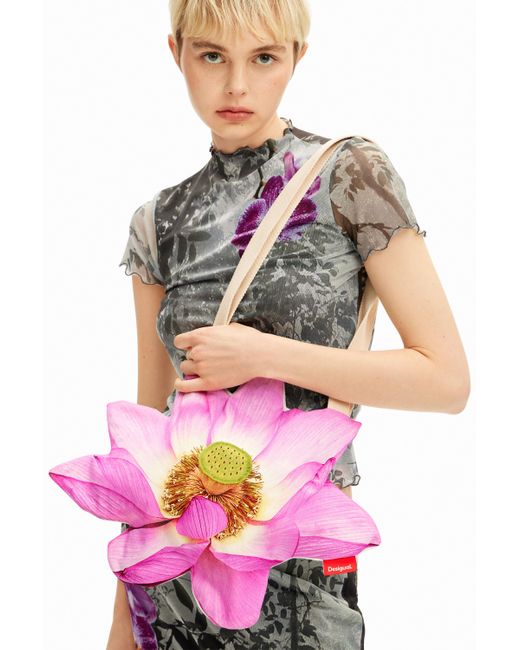 Desigual Pink Tyler Mcgillivary Water Lily Tote Bag