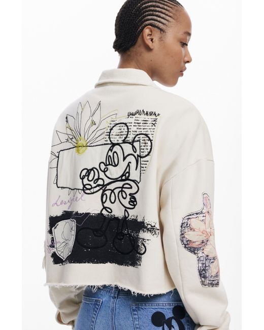 Sudadera Botones Mickey, Algodon, Blanco Desigual de color Gray
