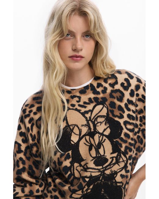 Desigual Brown Minnie Animal Print Sweater