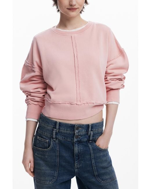 Desigual Red Topstitched Sweatshirt, Cotton