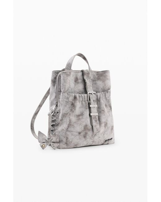 Desigual White Small Leather-Effect Backpack, Polyurethane