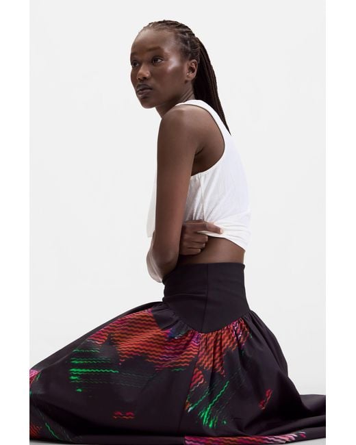 Desigual Blue Pixelated Midi Skirt