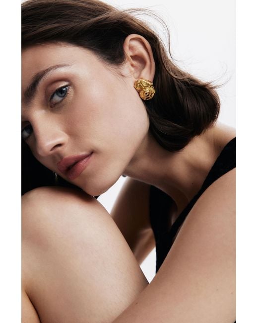 Desigual Metallic Plated Shell Earrings Zalio