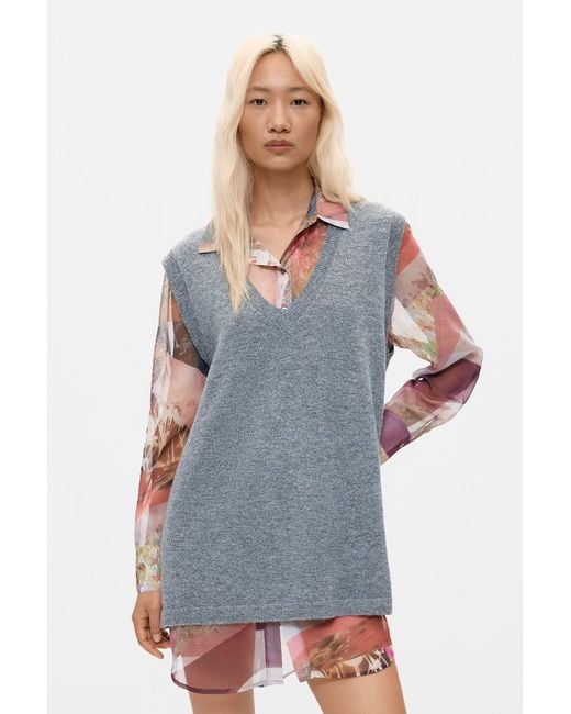 Desigual Blue Combined Shirt Dress, Polyester