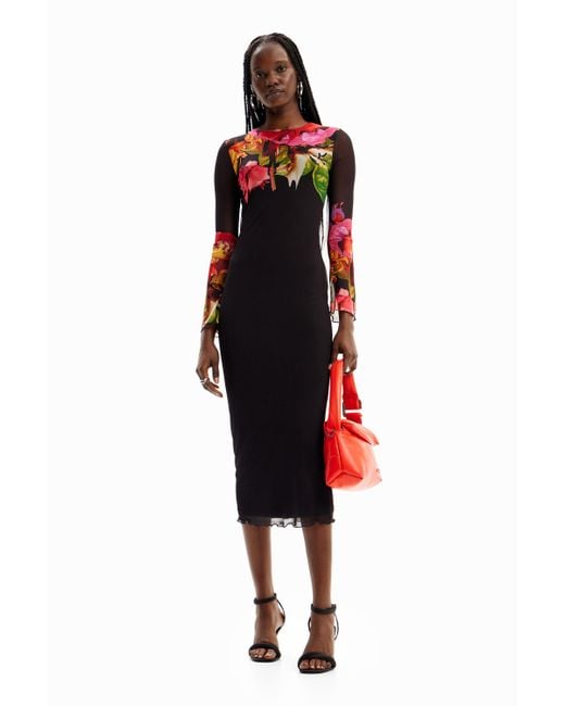 Desigual Black M. Christian Lacroix Floral Tulle Dress