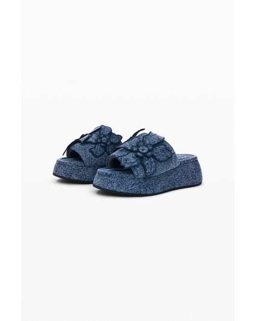 Desigual Blue Platform Denim Sandal, Cotton