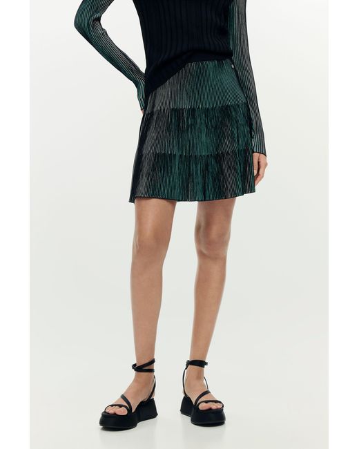 Desigual Blue Short Pleated Skirt