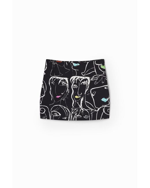 Desigual Black Slim-Fit Mini Skirt, Cotton