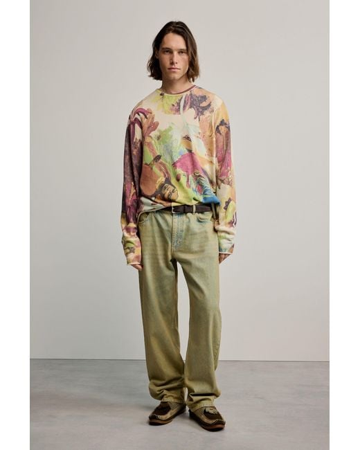 Desigual White Gaugin Printed Sweater, Cotton for men