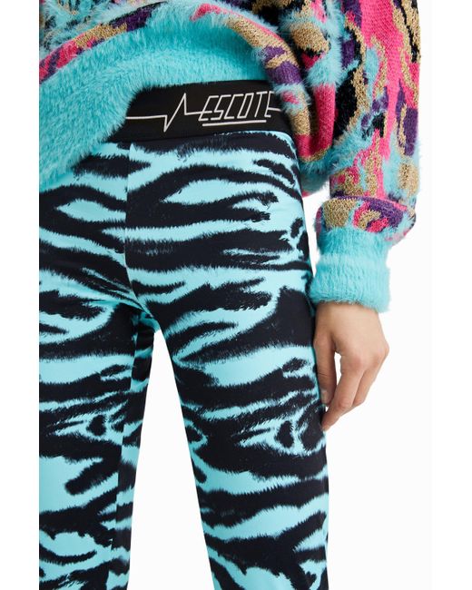 Desigual Blue Animal Print Slim Leggings