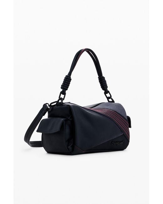 Desigual Blue Medium Bag With Topstitching, Polyurethane