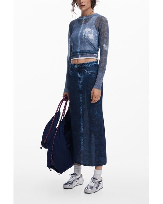 Jersey Efecto Denim, Azul Desigual de color Blue