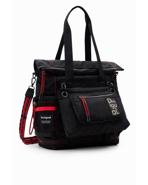 Desigual Black Xl Multi-Position Backpack, Polyester