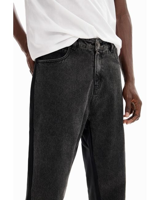 Desigual Black Hybrid Denim Trousers, Cotton for men